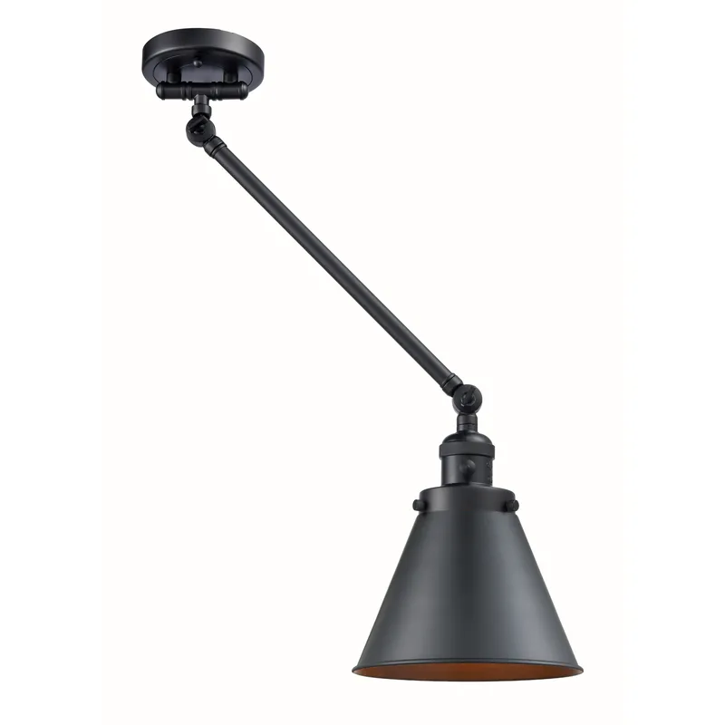 Appalachian 18 inch 100 watt Matte Black Swing Arm Wall Light, Franklin Restoration