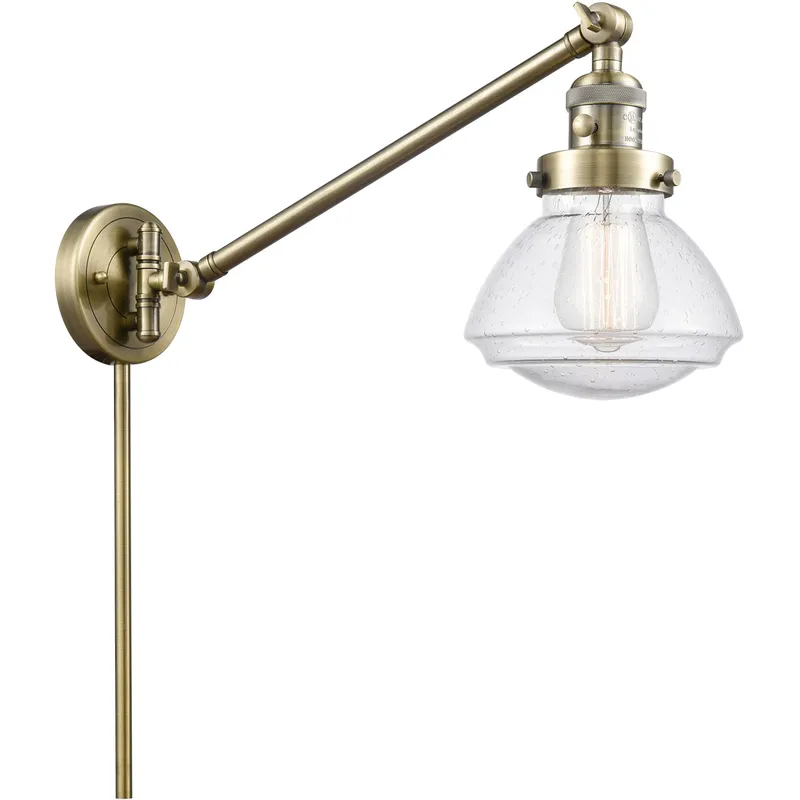 Olean 18 inch 60.00 watt Antique Brass Swing Arm Wall Light, Franklin Restoration