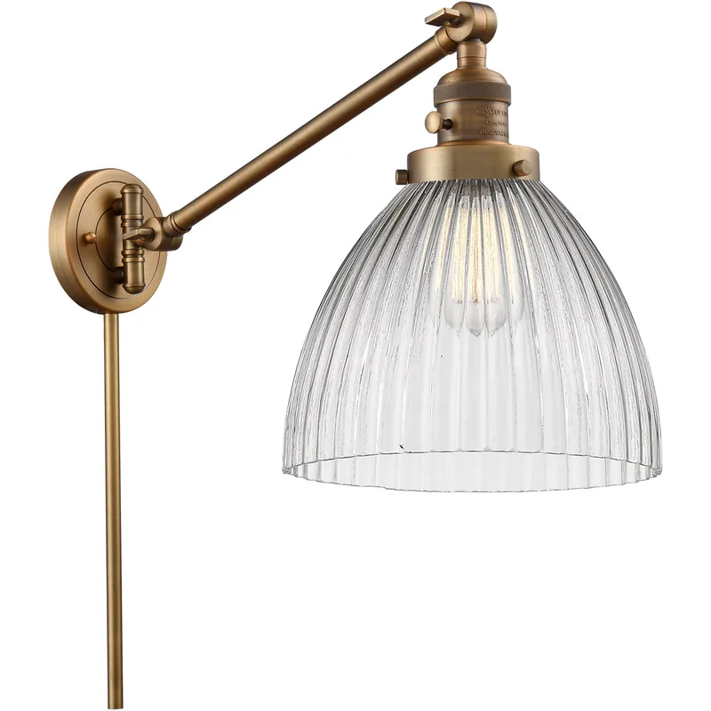 Seneca Falls 18 inch 60 watt Brushed Brass Swing Arm Wall Light, Franklin Restoration
