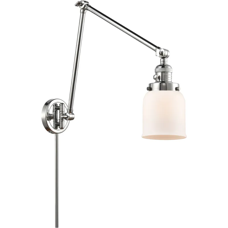 Small Bell 30 inch 60.00 watt Polished Chrome Swing Arm Wall Light, Franklin Restoration