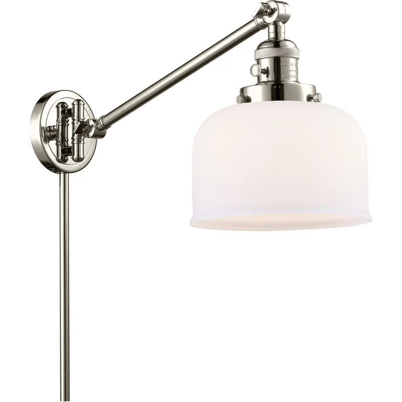 Large Bell 21 inch 60.00 watt Polished Nickel Swing Arm Wall Light, Franklin Restoration