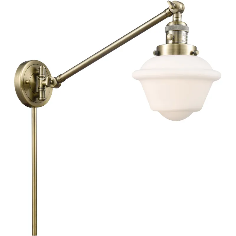 Small Oxford 30 inch 60.00 watt Antique Brass Swing Arm Wall Light, Franklin Restoration
