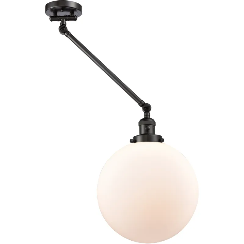 XX-Large Beacon 20 inch 100 watt Oil Rubbed Bronze Swing Arm Wall Light in Matte White Glass, Franklin Restoration