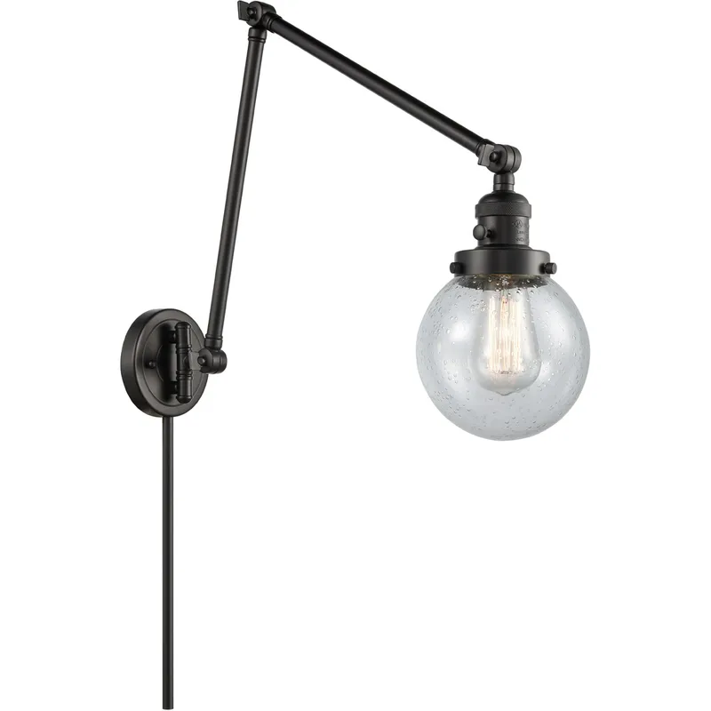 Beacon 30 inch 60.00 watt Matte Black Swing Arm Wall Light, Franklin Restoration