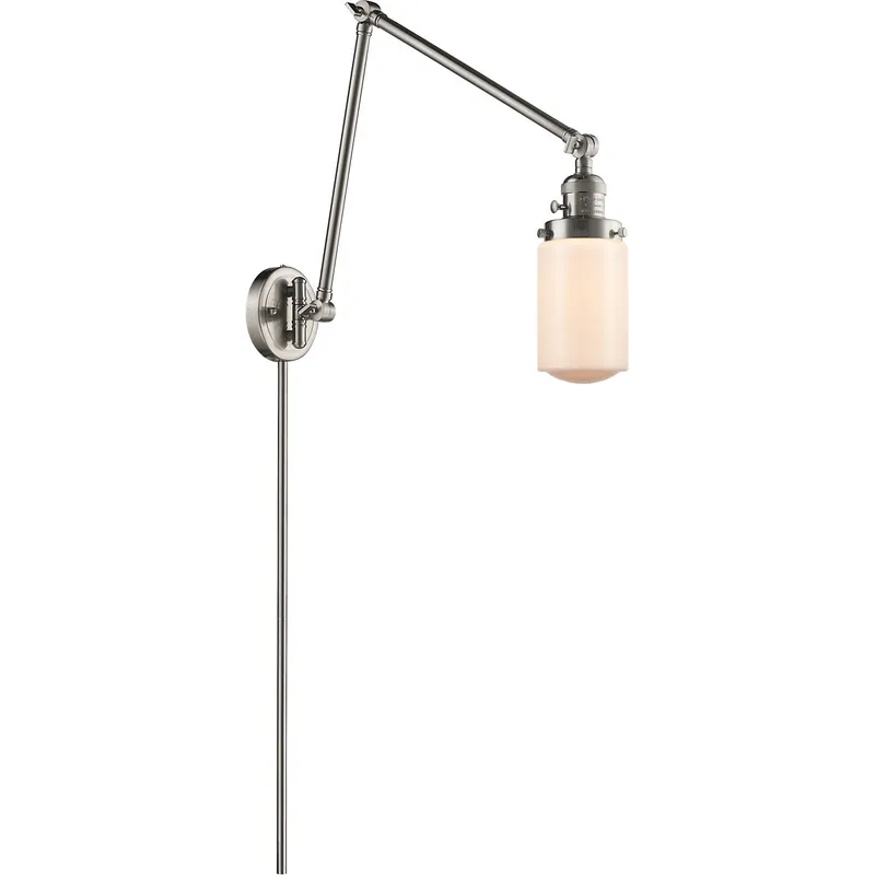 Dover 30 inch 3.50 watt Satin Nickel Swing Arm Wall Light, Franklin Restoration