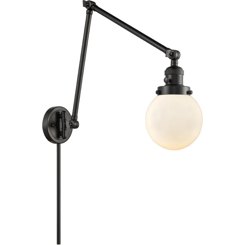 Beacon 30 inch 60.00 watt Matte Black Swing Arm Wall Light, Franklin Restoration