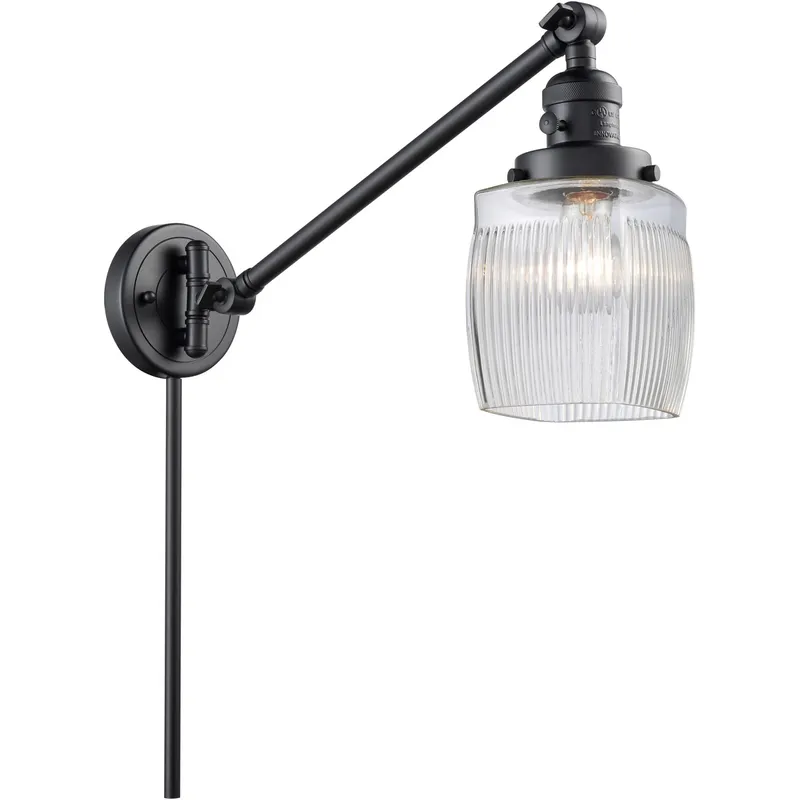 Colton 30 inch 3.50 watt Matte Black Swing Arm Wall Light, Franklin Restoration