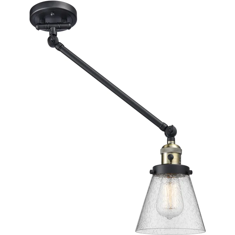 Small Cone 21 inch 60.00 watt Black Antique Brass Swing Arm Wall Light, Franklin Restoration