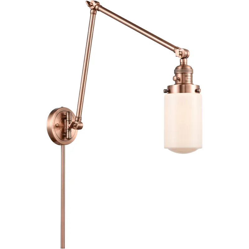 Dover 30 inch 3.50 watt Antique Copper Swing Arm Wall Light, Franklin Restoration