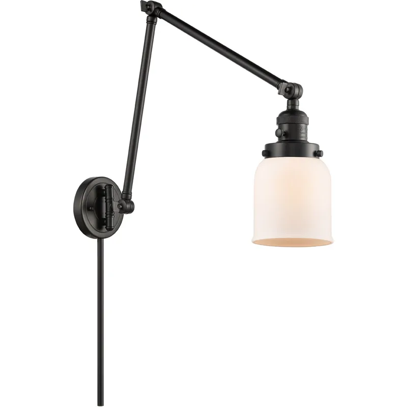 Small Bell 30 inch 60.00 watt Matte Black Swing Arm Wall Light, Franklin Restoration