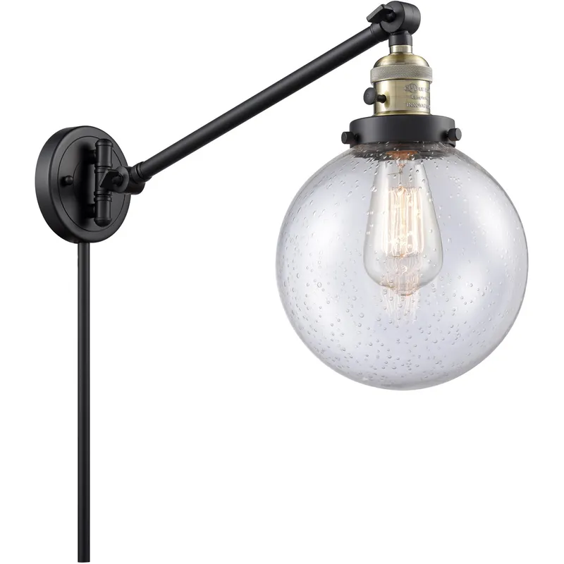 Large Beacon 21 inch 60.00 watt Black Antique Brass Swing Arm Wall Light, Franklin Restoration