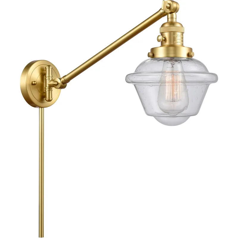 Small Oxford 30 inch 60.00 watt Satin Gold Swing Arm Wall Light, Franklin Restoration