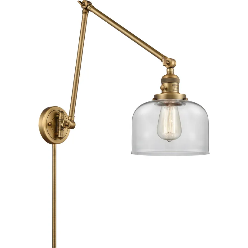 Large Bell 30 inch 3.50 watt Brushed Brass Swing Arm Wall Light, Franklin Restoration