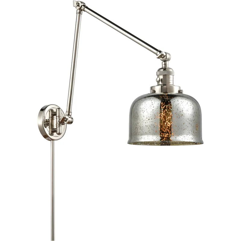 Large Bell 30 inch 3.50 watt Polished Nickel Swing Arm Wall Light, Franklin Restoration
