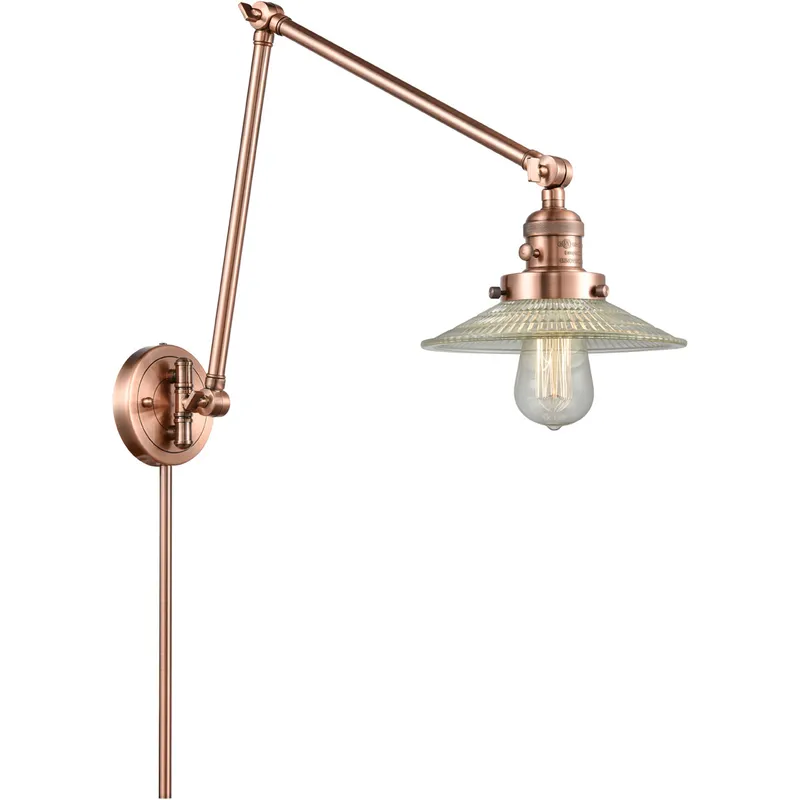 Halophane 30 inch 3.5 watt Antique Copper Swing Arm Wall Light, Franklin Restoration