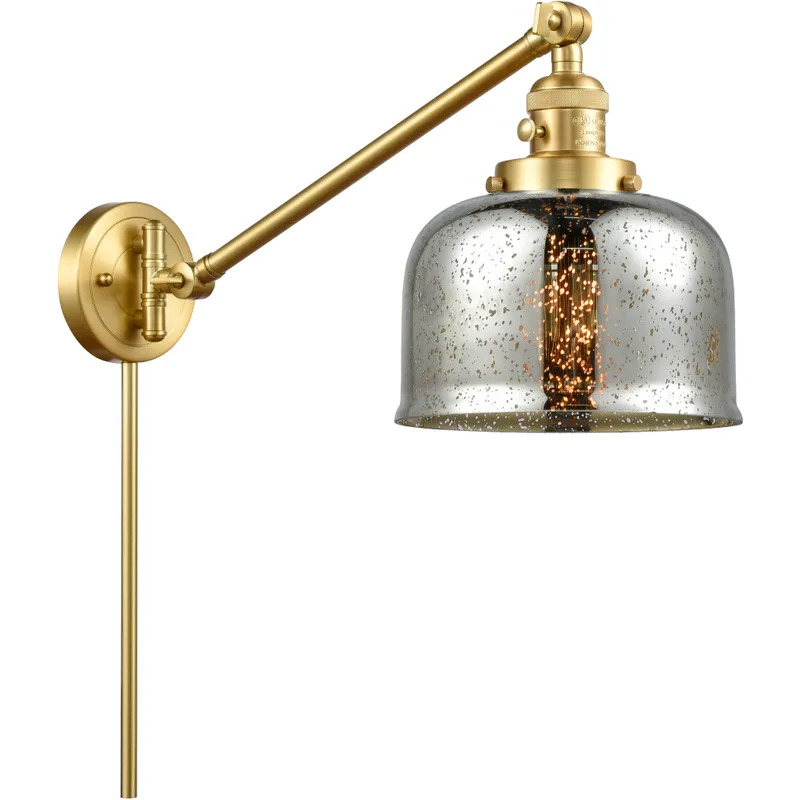 Large Bell 30 inch 60.00 watt Satin Gold Swing Arm Wall Light, Franklin Restoration