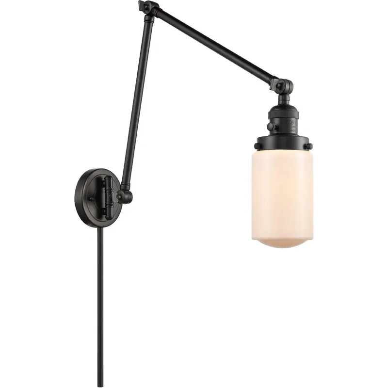 Dover 30 inch 3.50 watt Matte Black Swing Arm Wall Light, Franklin Restoration