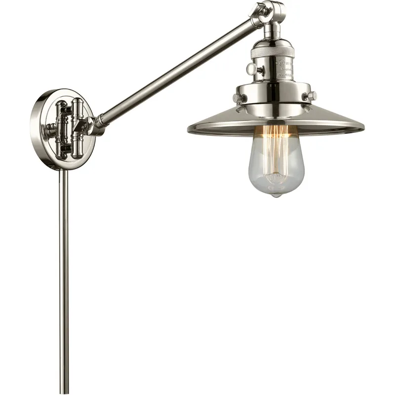 Railroad 21 inch 3.50 watt Polished Nickel Swing Arm Wall Light, Franklin Restoration