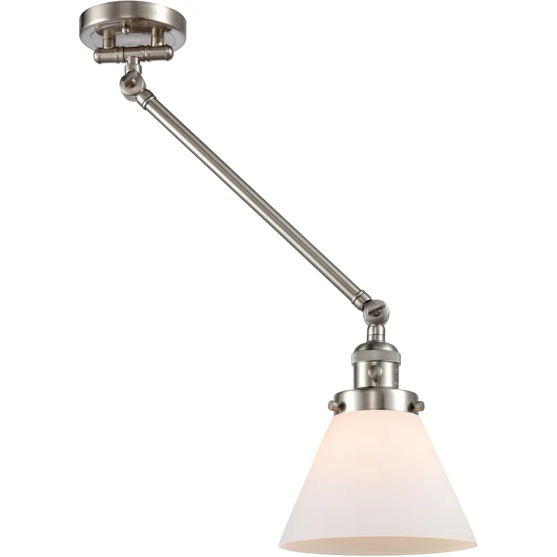 Large Cone 30 inch 60.00 watt Satin Nickel Swing Arm Wall Light, Franklin Restoration