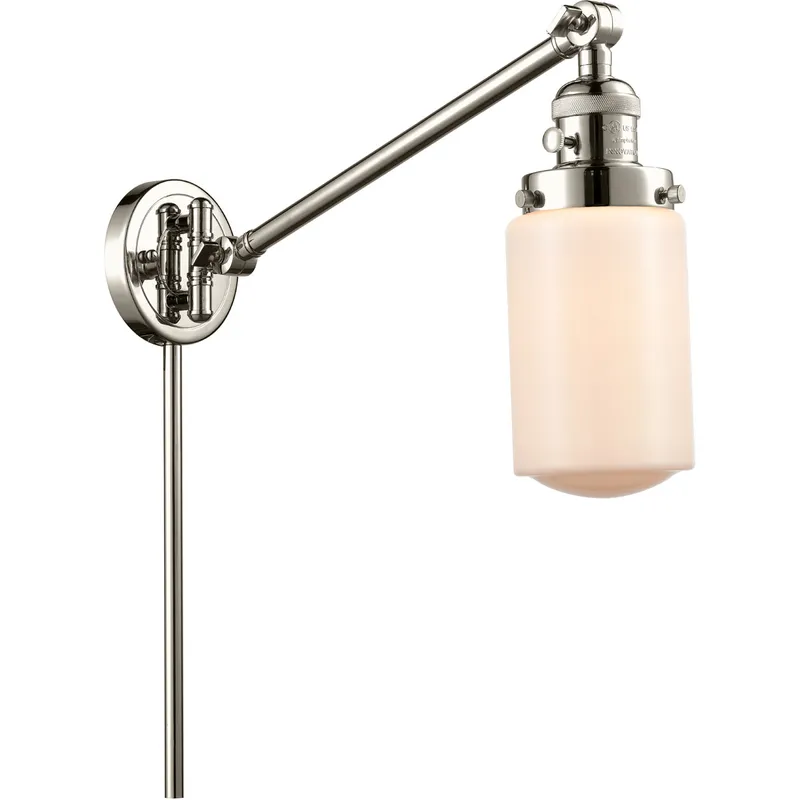 Dover 30 inch 60.00 watt Polished Nickel Swing Arm Wall Light, Franklin Restoration