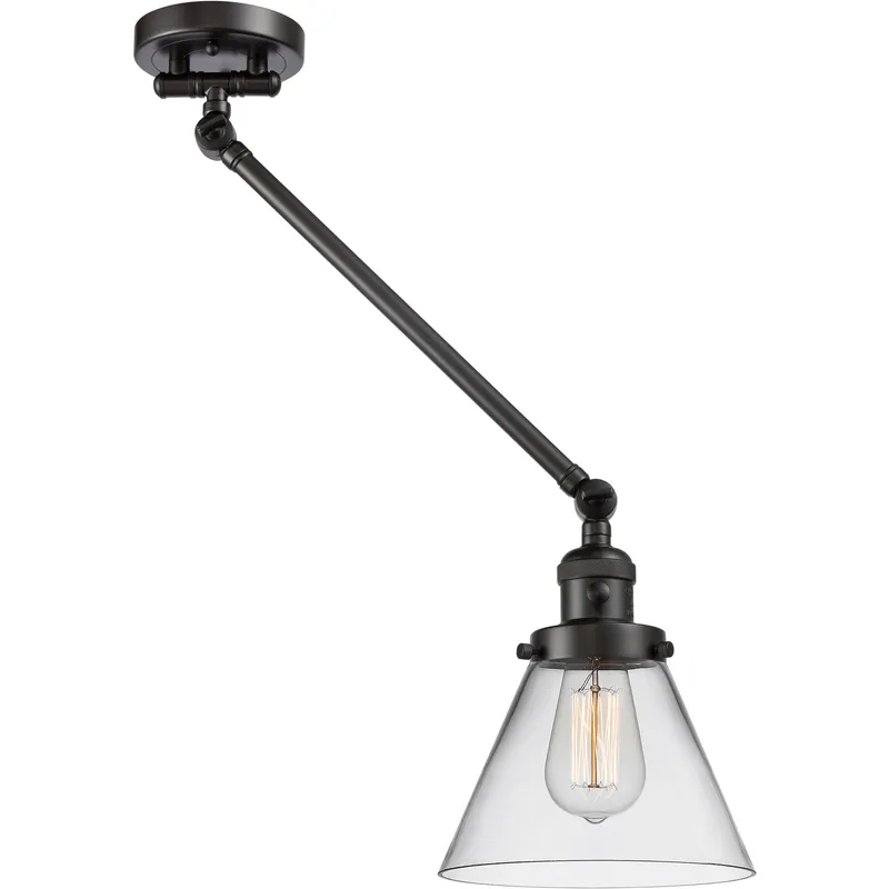 Large Cone 30 inch 60.00 watt Oil Rubbed Bronze Swing Arm Wall Light, Franklin Restoration