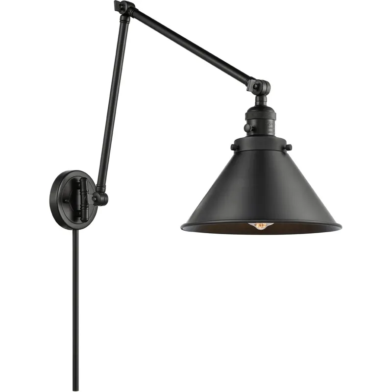 Briarcliff 30 inch 100 watt Matte Black Swing Arm Wall Light, Franklin Restoration