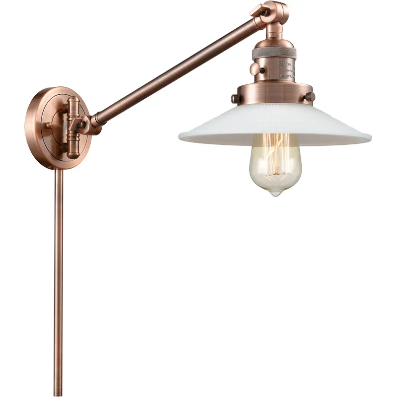 Halophane 21 inch 3.50 watt Antique Copper Swing Arm Wall Light, Franklin Restoration