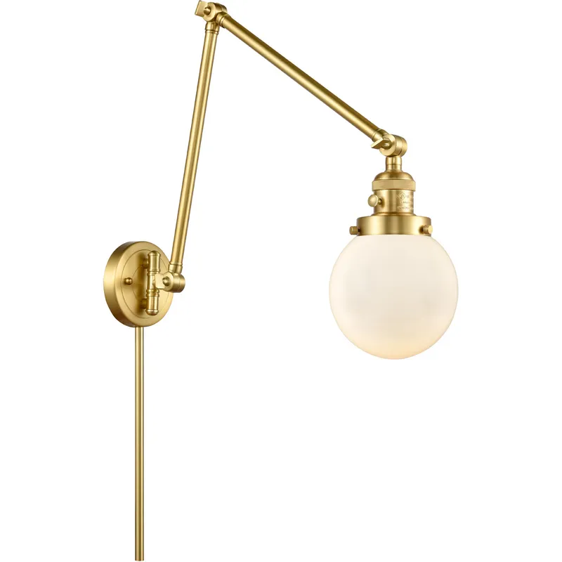 Beacon 30 inch 60.00 watt Satin Gold Swing Arm Wall Light, Franklin Restoration
