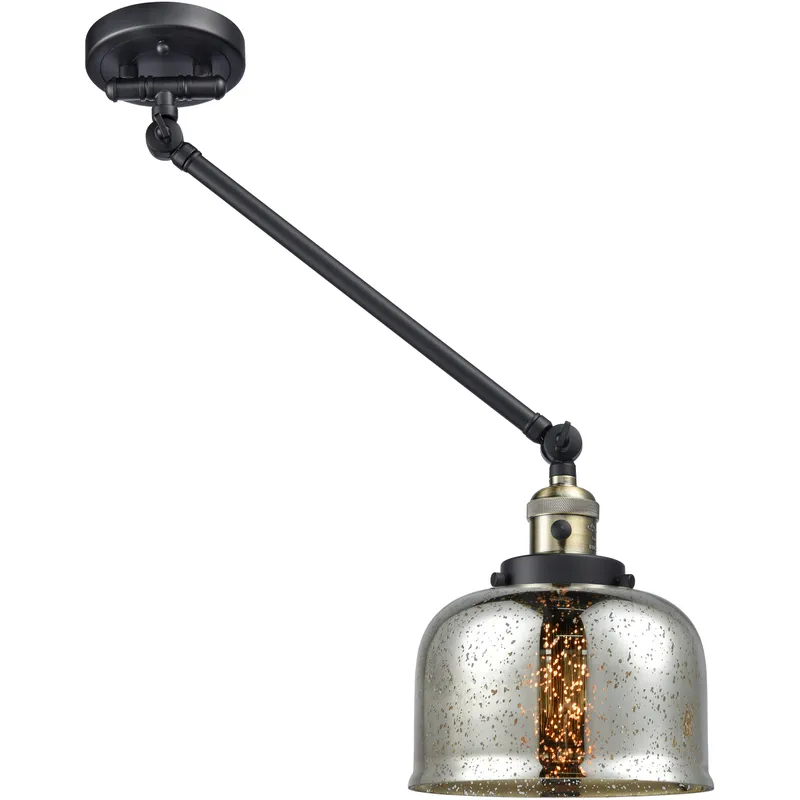Large Bell 30 inch 60.00 watt Black Antique Brass Swing Arm Wall Light, Franklin Restoration