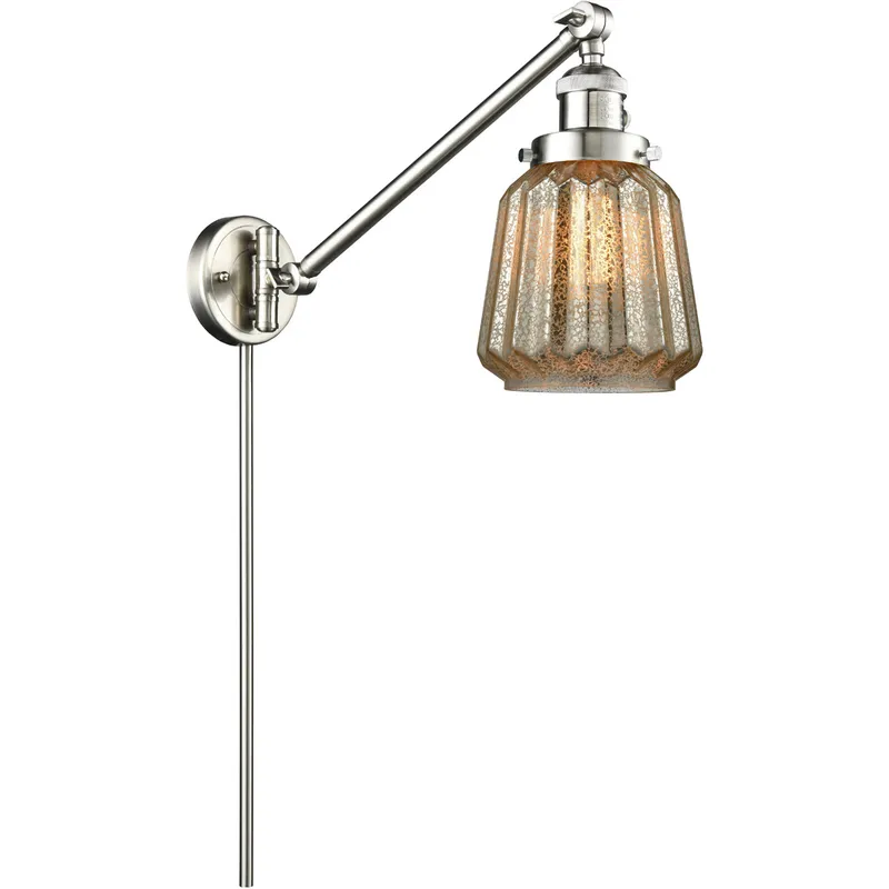Chatham 35 inch 60.00 watt Satin Nickel Swing Arm Wall Light, Franklin Restoration