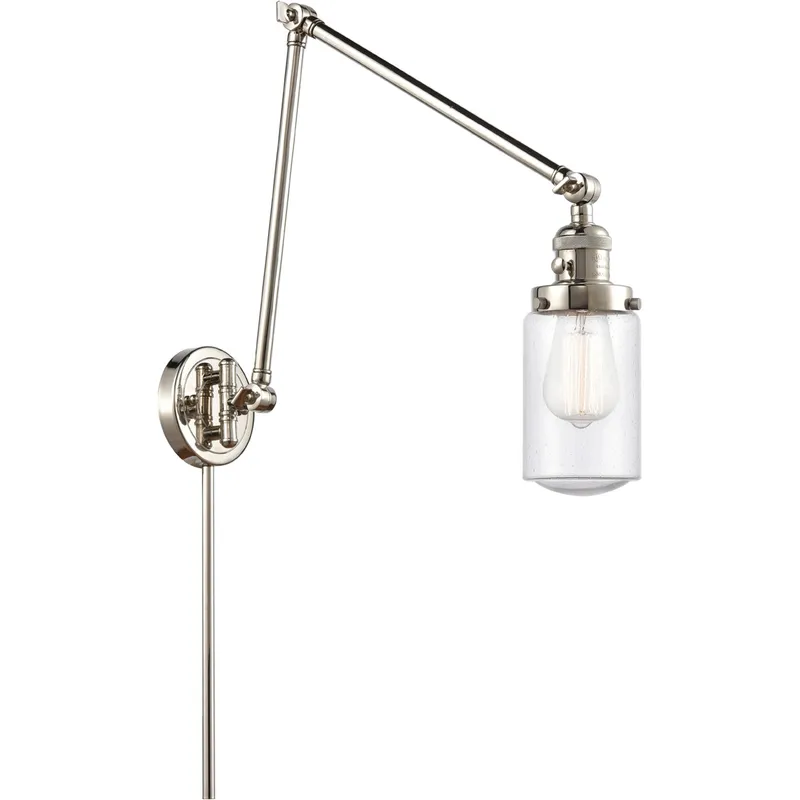 Dover 30 inch 3.50 watt Polished Nickel Swing Arm Wall Light, Franklin Restoration