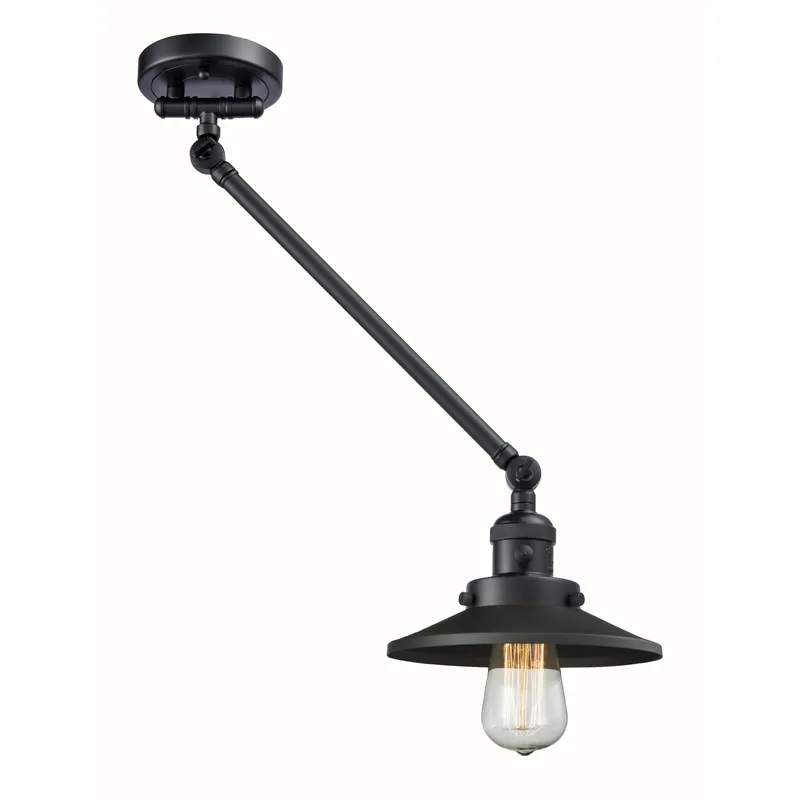 Railroad 21 inch 100 watt Matte Black Swing Arm Wall Light, Franklin Restoration