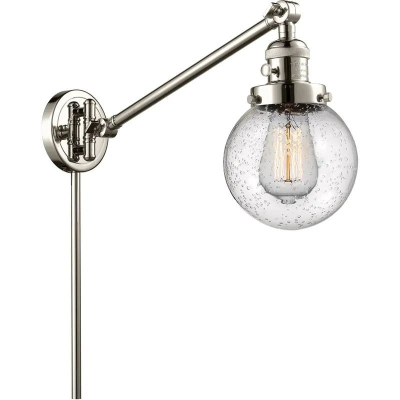 Beacon 21 inch 60.00 watt Polished Nickel Swing Arm Wall Light, Franklin Restoration