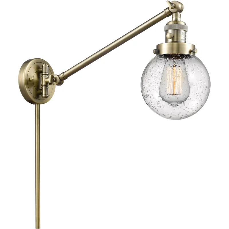 Beacon 21 inch 60.00 watt Antique Brass Swing Arm Wall Light, Franklin Restoration