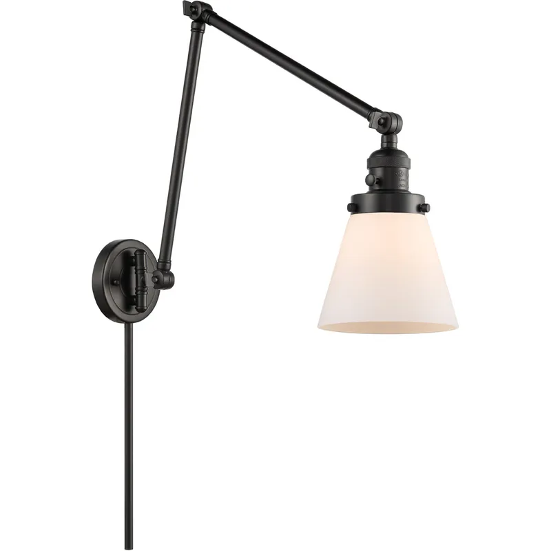 Small Cone 30 inch 60.00 watt Matte Black Swing Arm Wall Light, Franklin Restoration