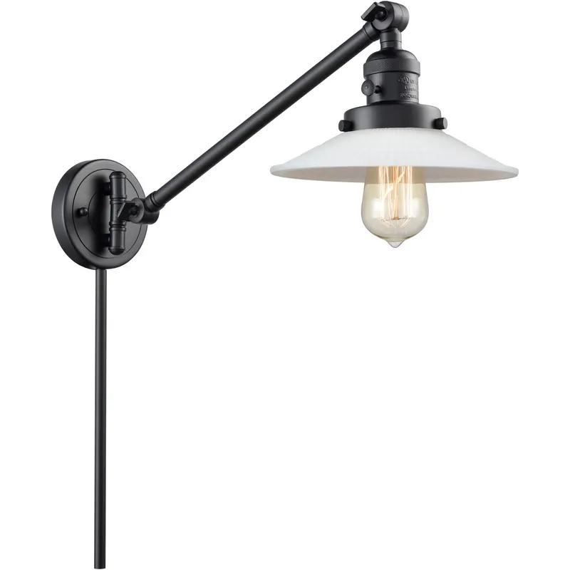 Halophane 21 inch 3.50 watt Matte Black Swing Arm Wall Light, Franklin Restoration