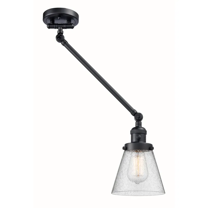 Small Cone 21 inch 60.00 watt Matte Black Swing Arm Wall Light, Franklin Restoration