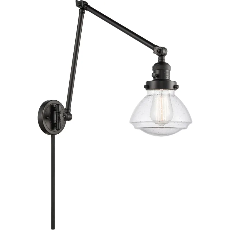 Olean 28 inch 3.50 watt Matte Black Swing Arm Wall Light, Franklin Restoration