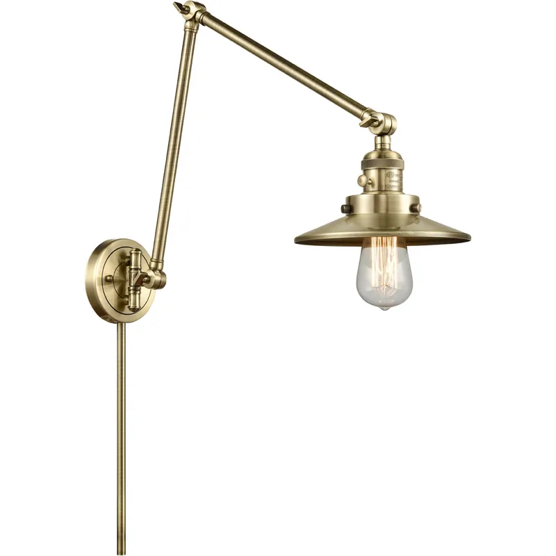 Railroad 30 inch 3.50 watt Antique Brass Swing Arm Wall Light, Franklin Restoration