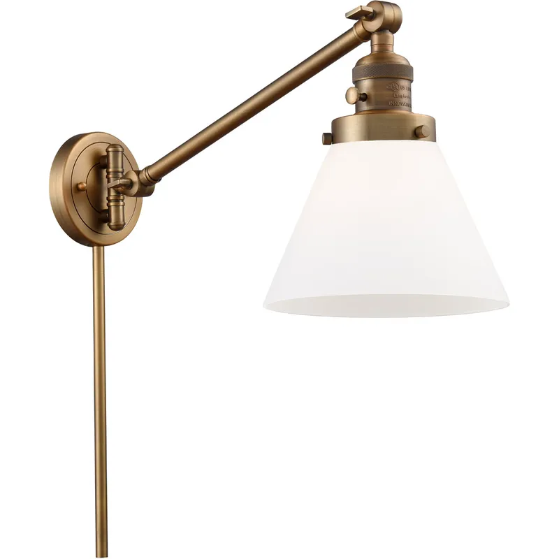 Large Cone 30 inch 60.00 watt Brushed Brass Swing Arm Wall Light, Franklin Restoration