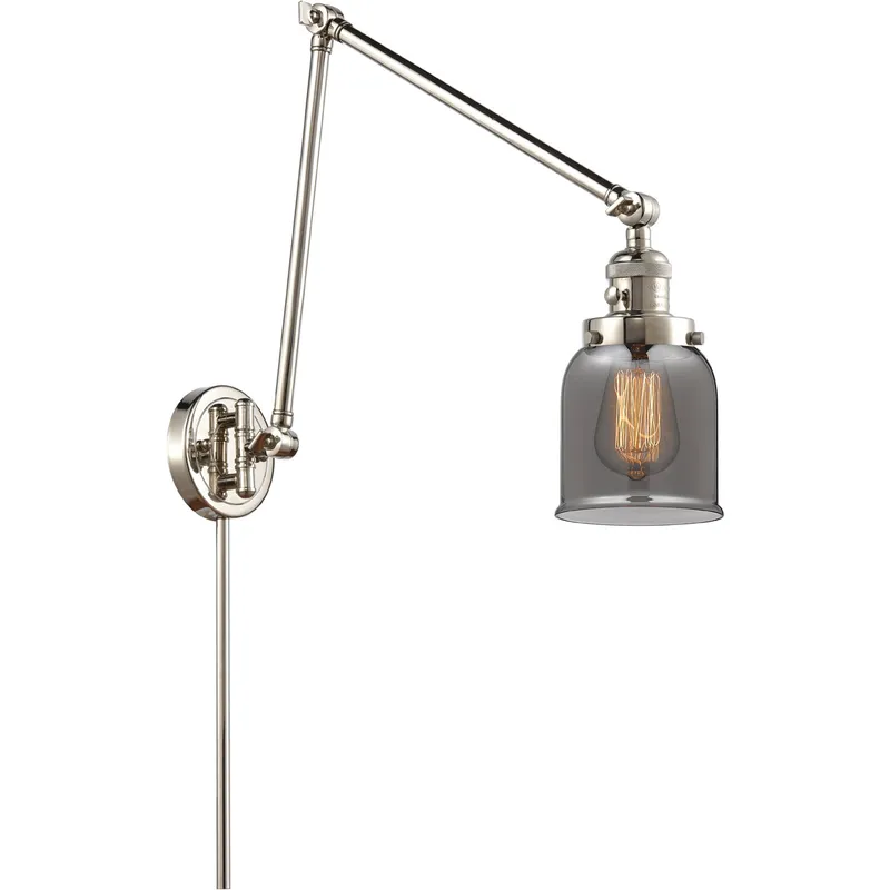 Small Bell 30 inch 60.00 watt Polished Nickel Swing Arm Wall Light, Franklin Restoration