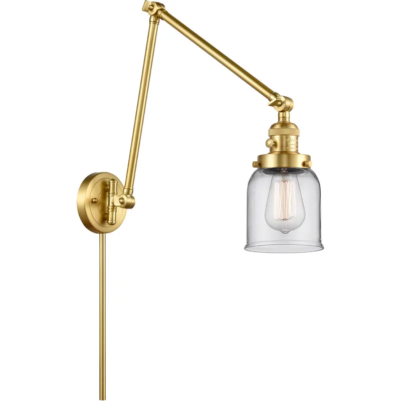 Small Bell 30 inch 60.00 watt Satin Gold Swing Arm Wall Light, Franklin Restoration
