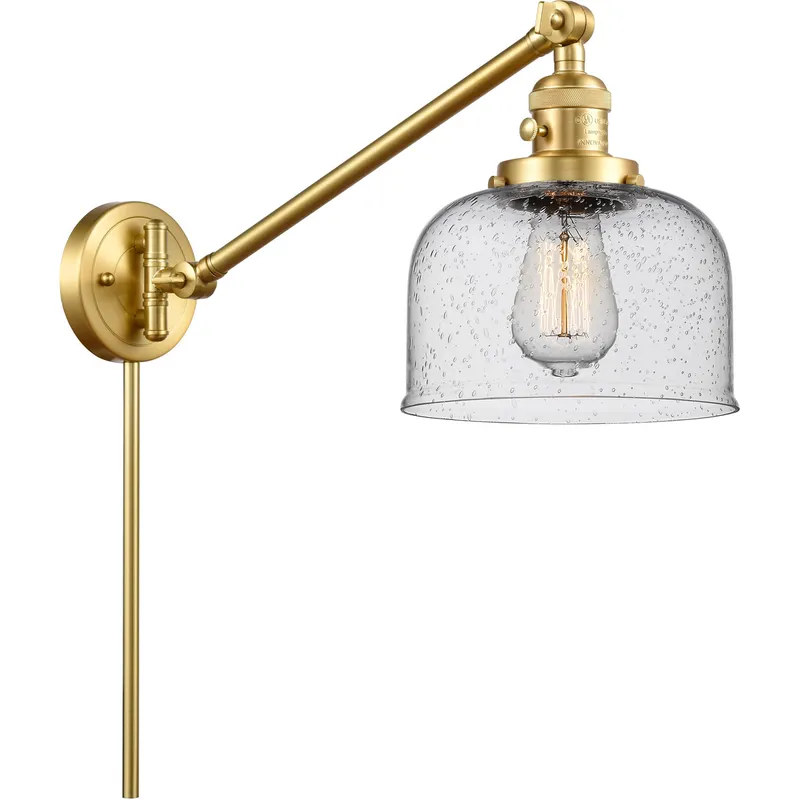 Large Bell 21 inch 60.00 watt Satin Gold Swing Arm Wall Light, Franklin Restoration