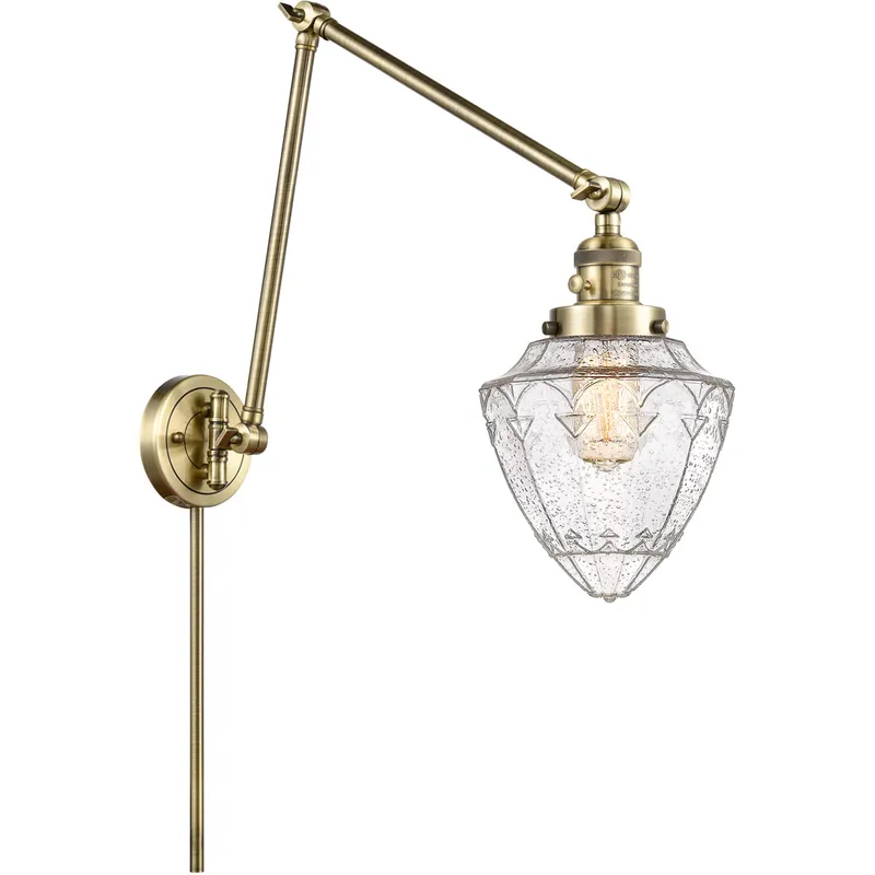 Franklin Restoration Bullet 32 inch 60.00 watt Antique Brass Swing Arm Wall Light