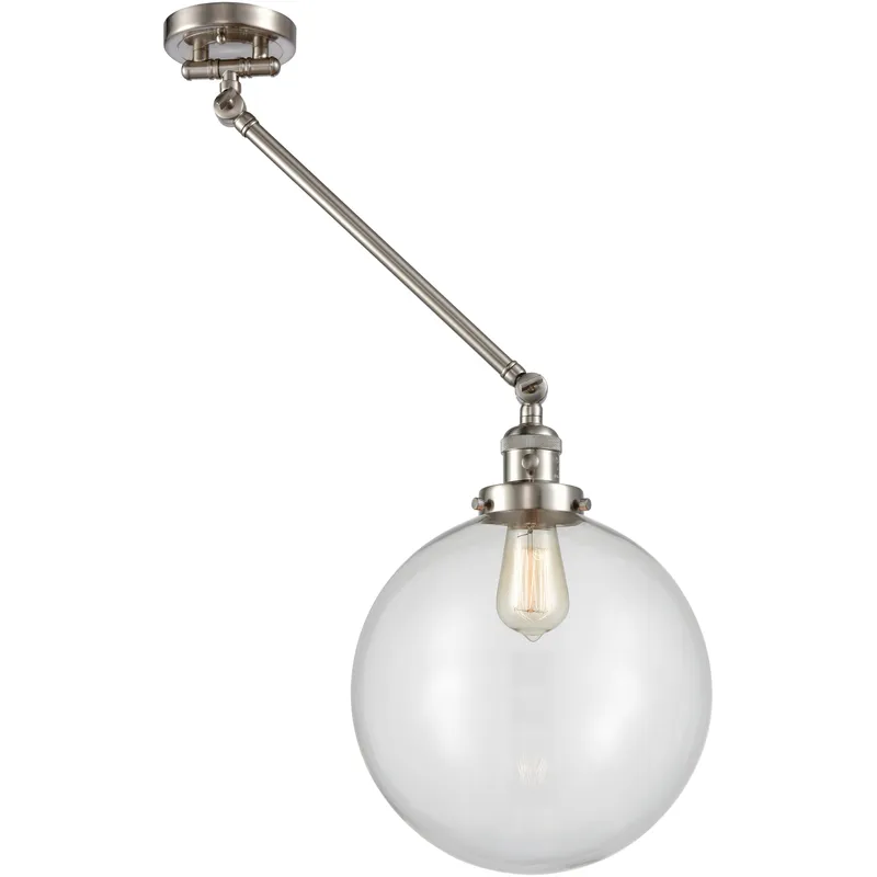 XX-Large Beacon 20 inch 100 watt Satin Nickel Swing Arm Wall Light in Brushed Satin Nickel, Clear Glass, Franklin Restoration
