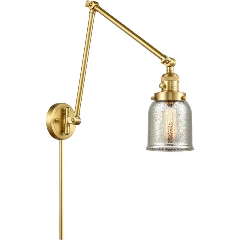 Small Bell 30 inch 60.00 watt Satin Gold Swing Arm Wall Light, Franklin Restoration