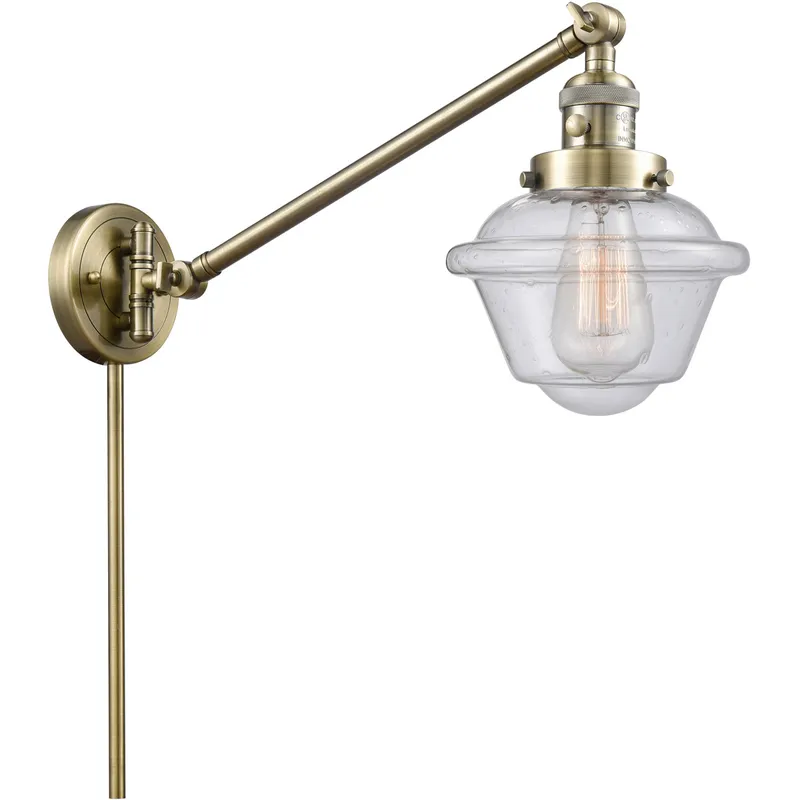 Small Oxford 30 inch 60.00 watt Antique Brass Swing Arm Wall Light, Franklin Restoration