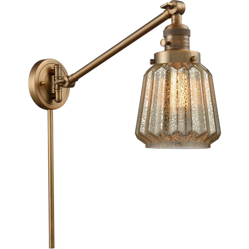 Chatham 35 inch 60.00 watt Brushed Brass Swing Arm Wall Light, Franklin Restoration