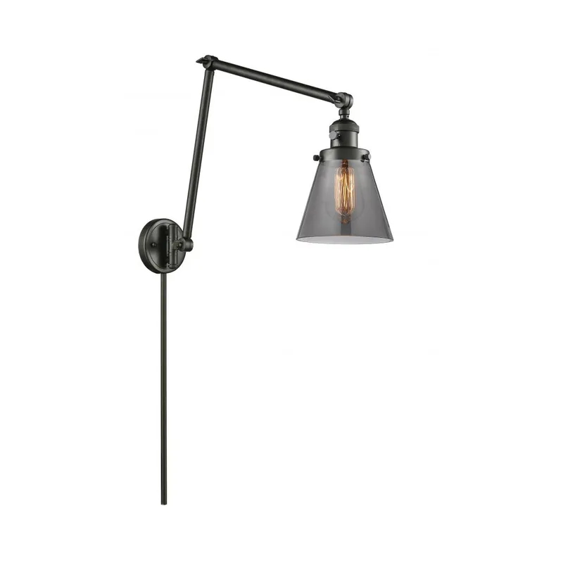 Small Cone 30 inch 60.00 watt Oil Rubbed Bronze Swing Arm Wall Light, Franklin Restoration