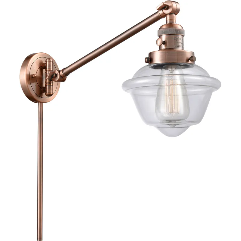 Small Oxford 30 inch 60.00 watt Antique Copper Swing Arm Wall Light, Franklin Restoration